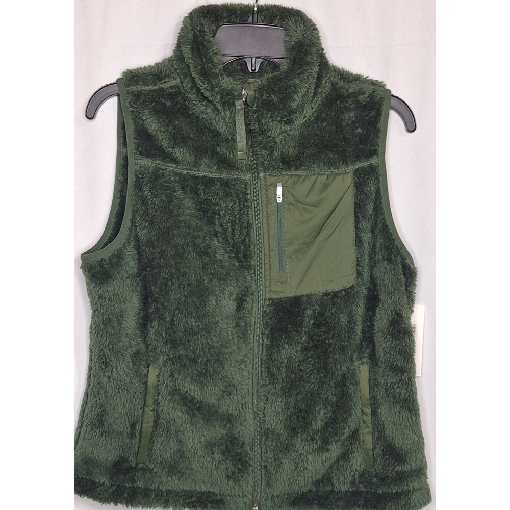 Calvin Klein Performance Womens Sherpa Fleece Vest Green Zip Jacket Medium M NWT